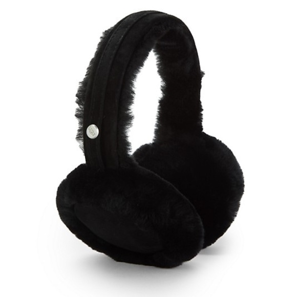 Ugg Women's Black Shearling Ear Warmers Muffs- NIP - Picture 1 of 6
